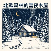 北歐森林的雪夜木屋