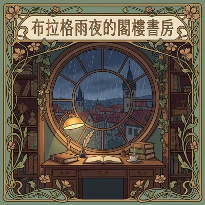 布拉格雨夜的閣樓書房